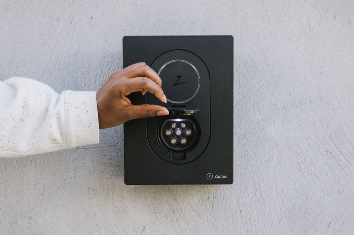 Wall-mounted home EV charger with Type 2 socket